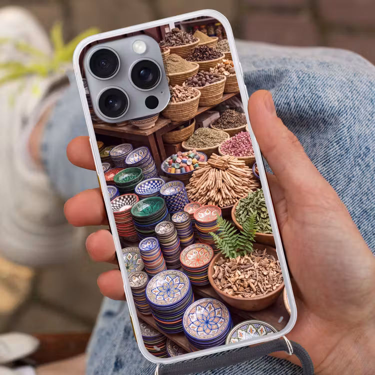 Phone case crossbody - Pottery - Oriental - Colorful - Aardewerk - Oosters - Kleurrijk Hoesje iPhone 16 Pro Max met koord klein