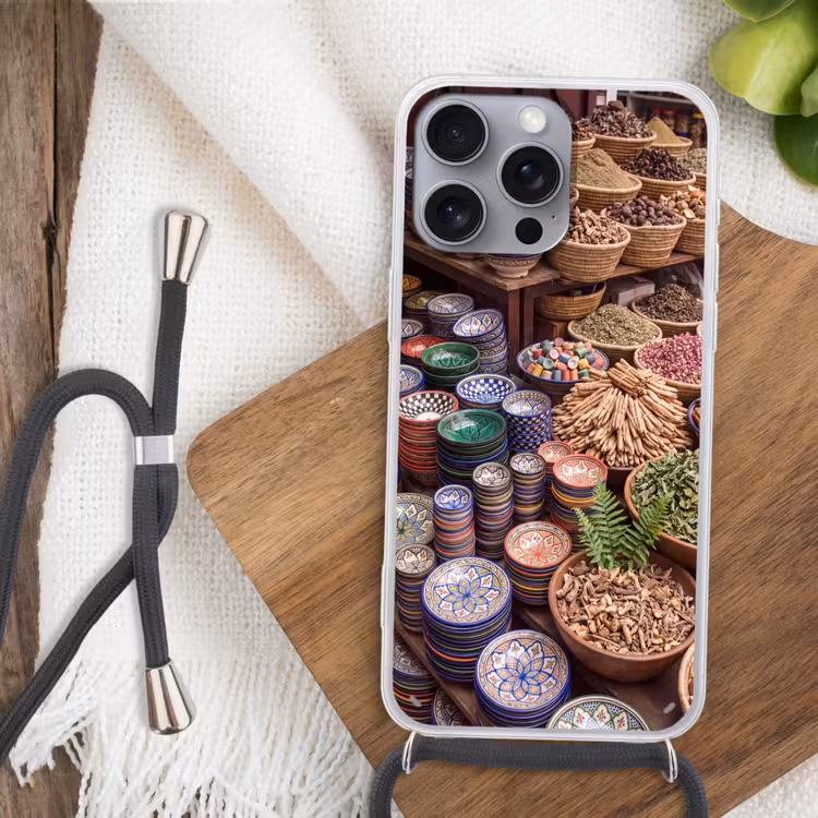 Phone case crossbody - Pottery - Oriental - Colorful - Aardewerk - Oosters - Kleurrijk Hoesje iPhone 16 Pro Max met koord klein
