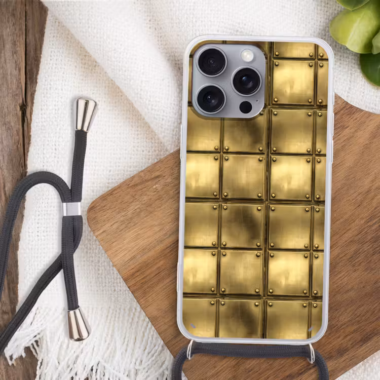 Platen - Industrieel - Stoer - Goud Hoesje iPhone 16 Pro Max met koord klein 804 -sfeer4