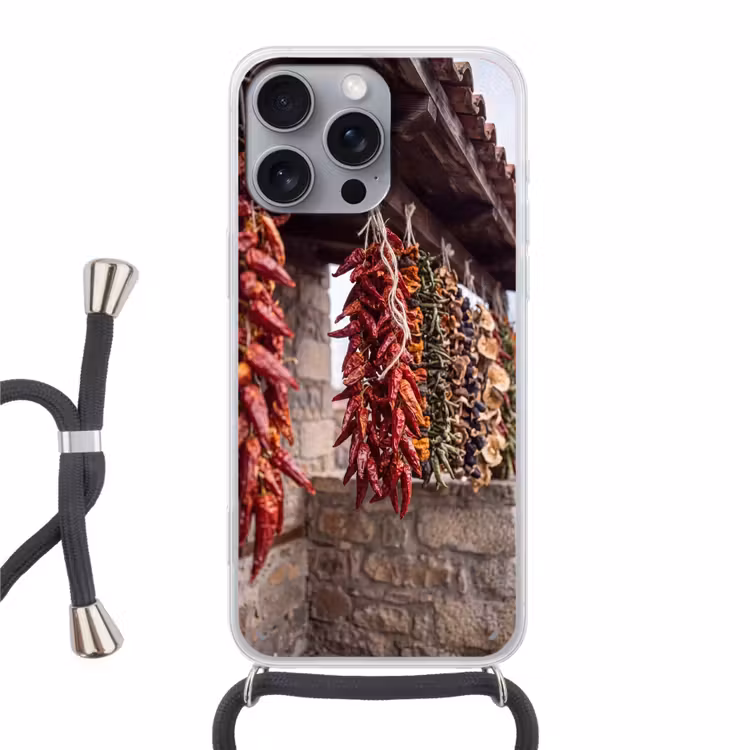 Phone case crossbody - Red Peppers - Food - Rode pepers - Eten Hoesje iPhone 16 Pro Max met koord klein