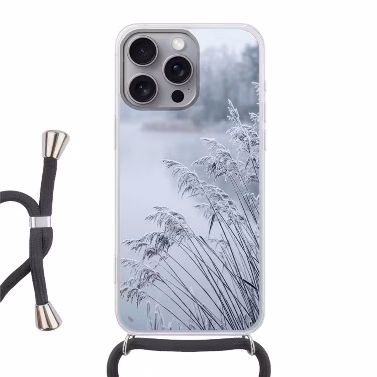 Riet - Bevroren - Winter - Natuur Hoesje iPhone 16 Pro Max met koord klein -3d