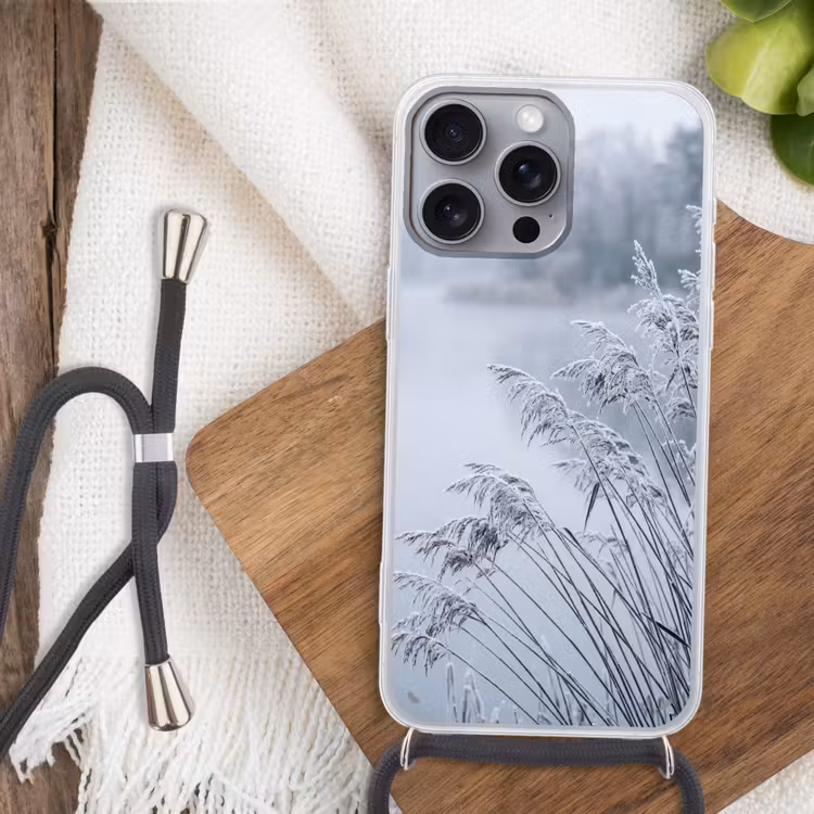 Riet - Bevroren - Winter - Natuur Hoesje iPhone 16 Pro Max met koord klein -sfeer4