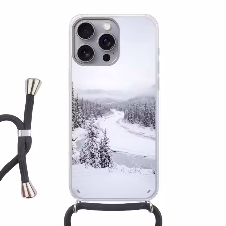 Rivier - Bevroren - Landschap - Winter Hoesje iPhone 16 Pro Max met koord klein -3d