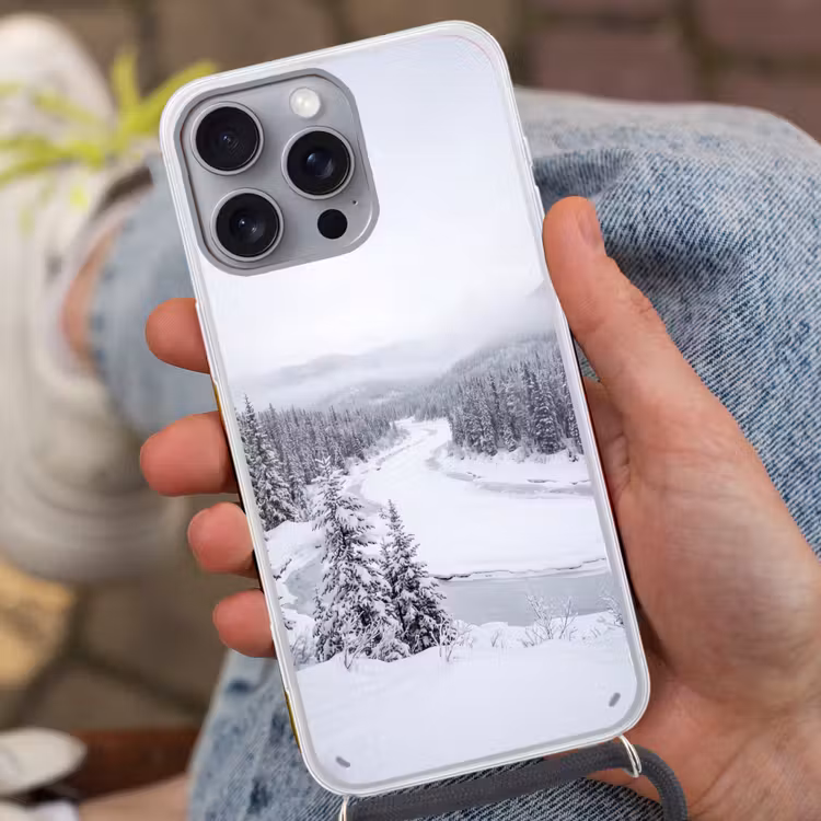Rivier - Bevroren - Landschap - Winter Hoesje iPhone 16 Pro Max met koord klein -sfeer3