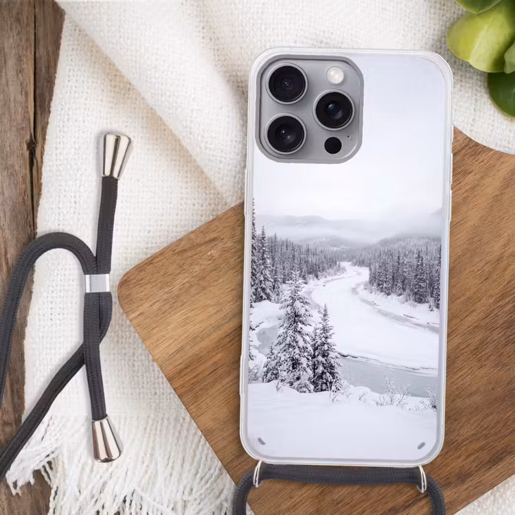 Rivier - Bevroren - Landschap - Winter Hoesje iPhone 16 Pro Max met koord klein -sfeer4