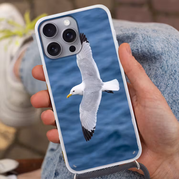 Zeemeeuw - Oceaan - Blauw Hoesje iPhone 16 Pro Max met koord klein -sfeer3