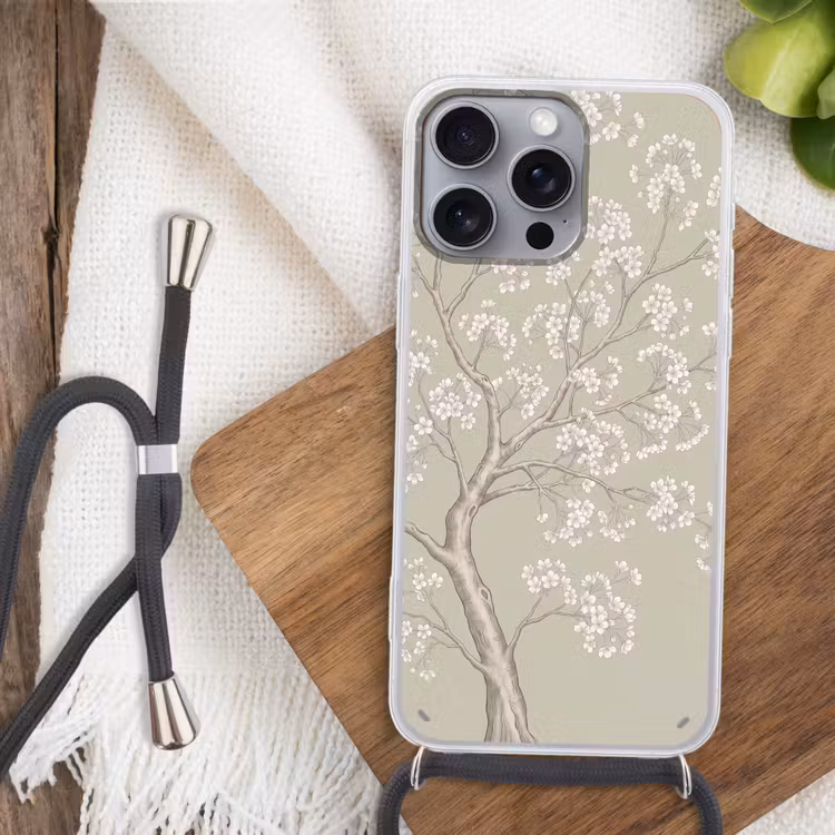 Sereen - Bloesem - Wit Hoesje iPhone 16 Pro Max met koord klein -sfeer4