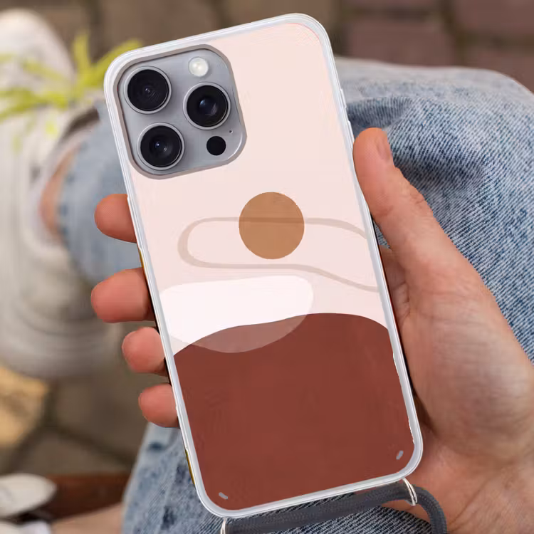 Phone case crossbody - Shapes - Organic - Art - Vormen - Organisch - Kunst Hoesje iPhone 16 Pro Max met koord klein
