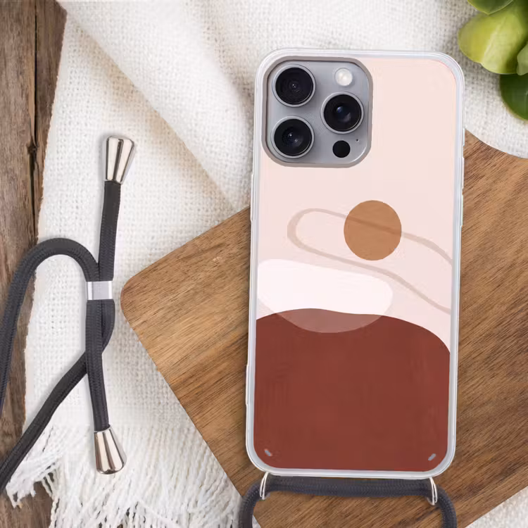 Phone case crossbody - Shapes - Organic - Art - Vormen - Organisch - Kunst Hoesje iPhone 16 Pro Max met koord klein
