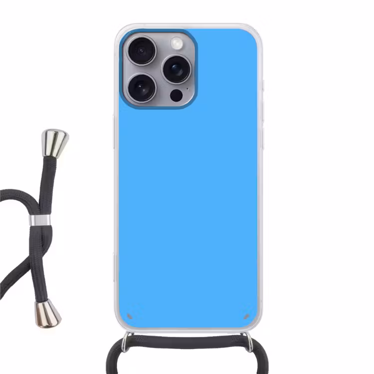 Sky - Blue - Blauw Hoesje iPhone 16 Pro Max met koord klein 804 -3d