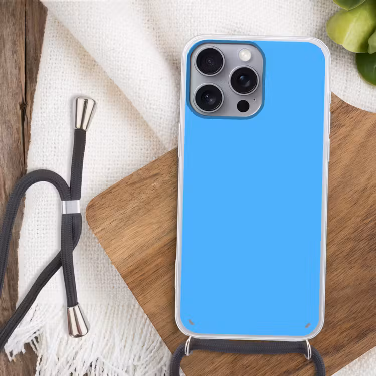 Sky - Blue - Blauw Hoesje iPhone 16 Pro Max met koord klein 804 -sfeer4