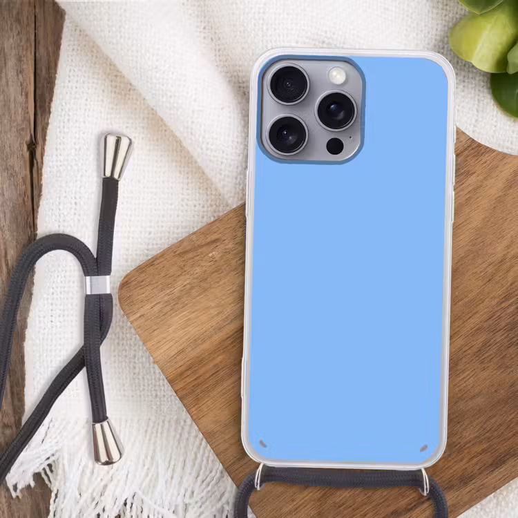 Sky - Glow - Blauw Hoesje iPhone 16 Pro Max met koord klein 804 -sfeer4