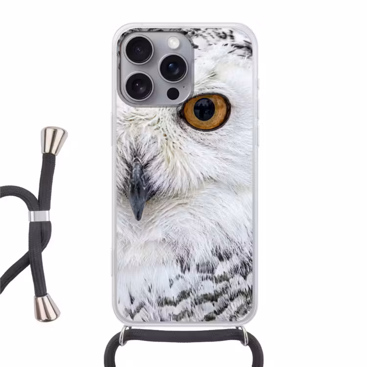Sneeuwuil - Oog - Wildlife - Wit Hoesje iPhone 16 Pro Max met koord klein -3d