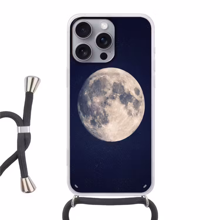 Ruimte - Maan - Kosmos Hoesje iPhone 16 Pro Max met koord klein -3d