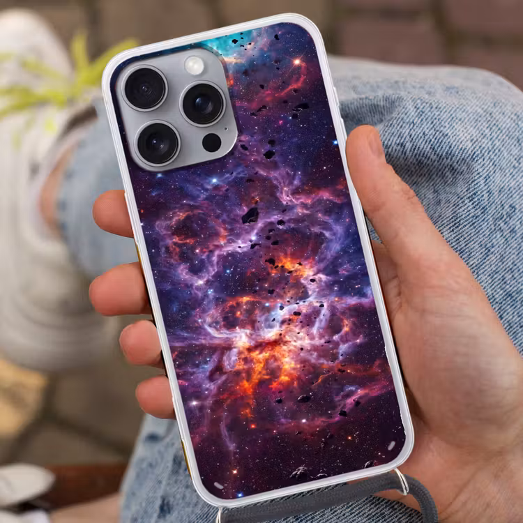 Space - Stars - Abstract - Colorful Hoesje iPhone 16 Pro Max met koord klein -sfeer3