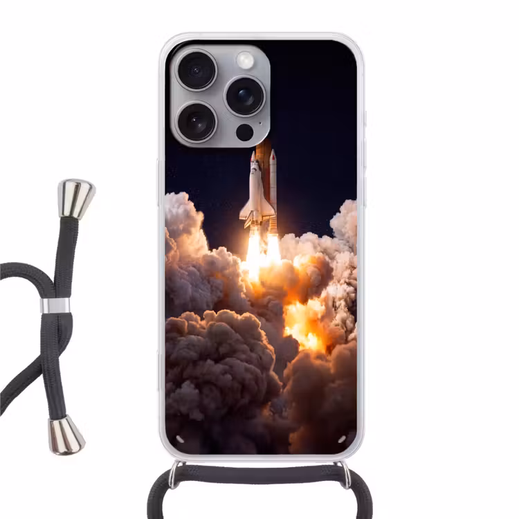 Phone case crossbody - Spacecraft - Launch - Stars - Ruimtevaartuig - Lancering - Sterren Hoesje iPhone 16 Pro Max met koord klein