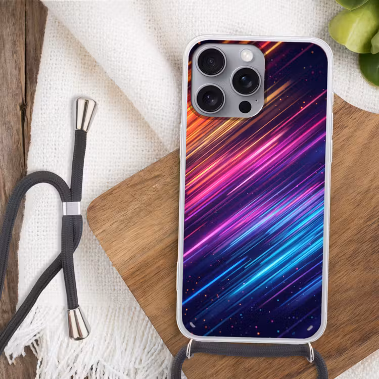 Snelheid - Kosmos - Kleurrijk Hoesje iPhone 16 Pro Max met koord klein -sfeer4