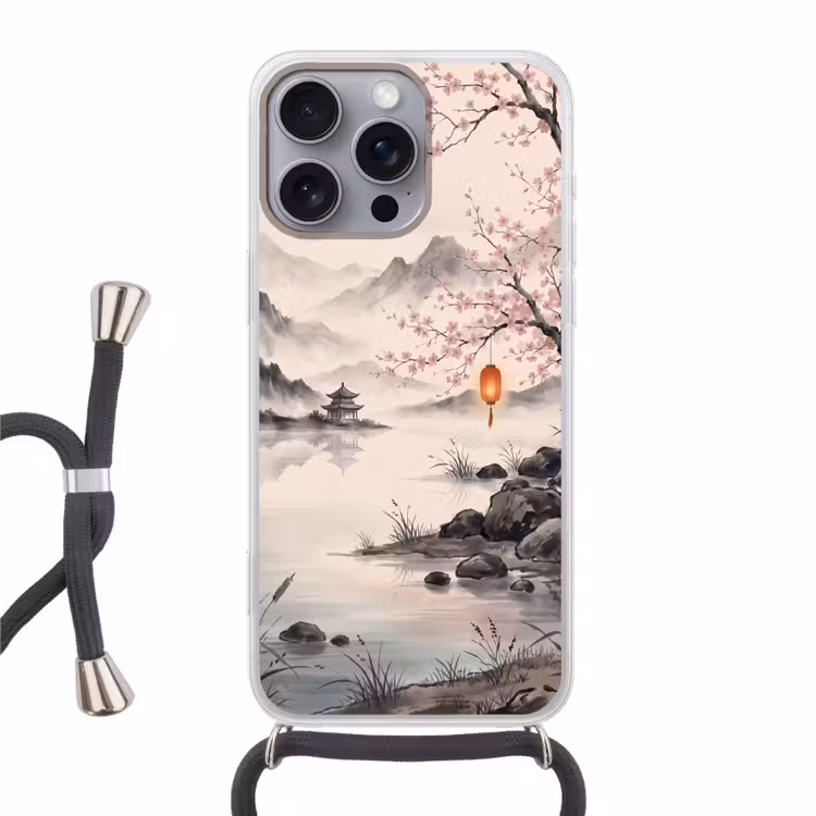 Zon - Japans - Traditioneel Hoesje iPhone 16 Pro Max met koord klein -3d