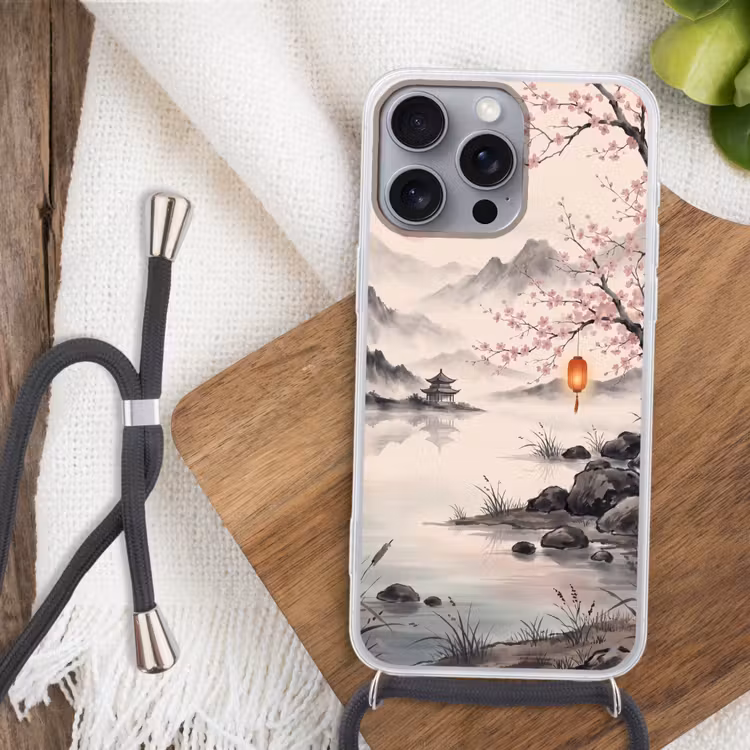 Zon - Japans - Traditioneel Hoesje iPhone 16 Pro Max met koord klein -sfeer4