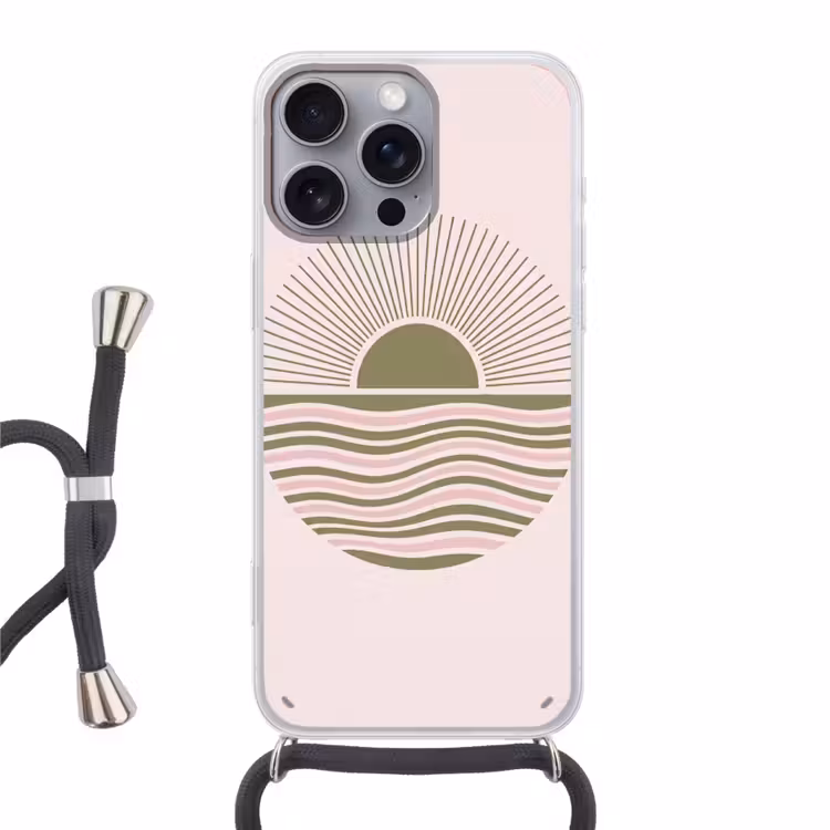 Zon - Zee - Abstract - Modern - Roze Hoesje iPhone 16 Pro Max met koord klein -3d