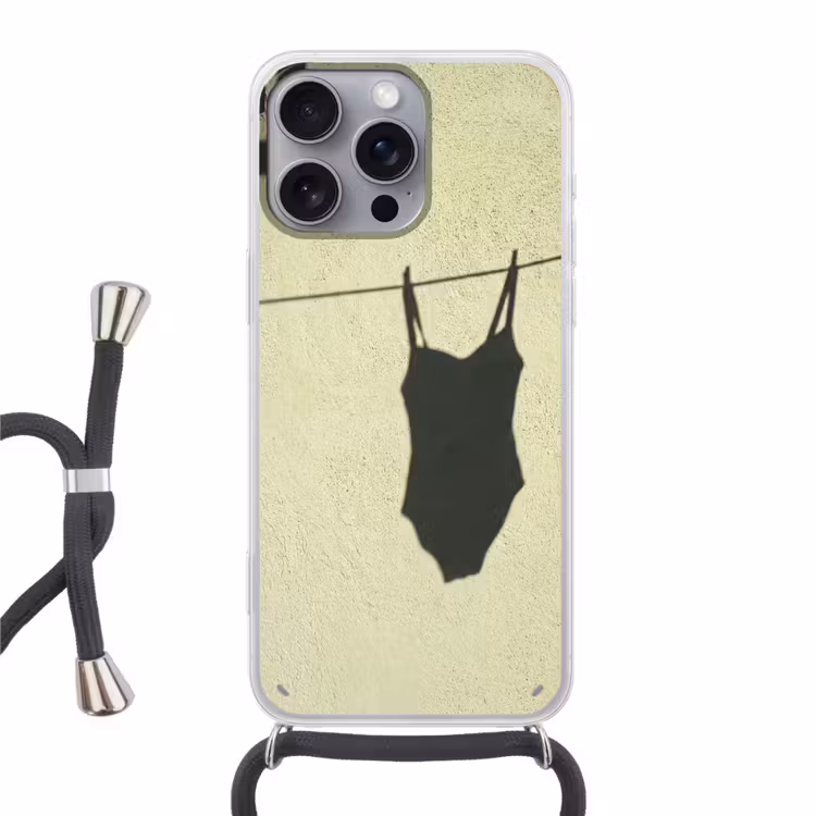 Badpak - Schaduw - Muur - Zomer - Minimalistisch Hoesje iPhone 16 Pro Max met koord klein -3d