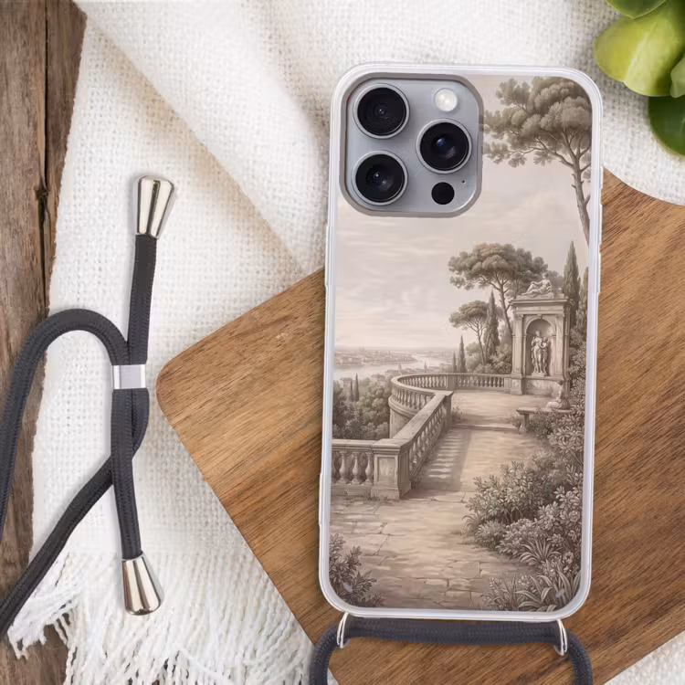 Terras - Stad - Uitzicht - Rivier Hoesje iPhone 16 Pro Max met koord klein -sfeer4