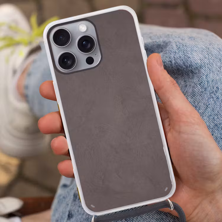 Textuur - Grijs - Modern - Abstract - Oppervlak Hoesje iPhone 16 Pro Max met koord klein -sfeer3