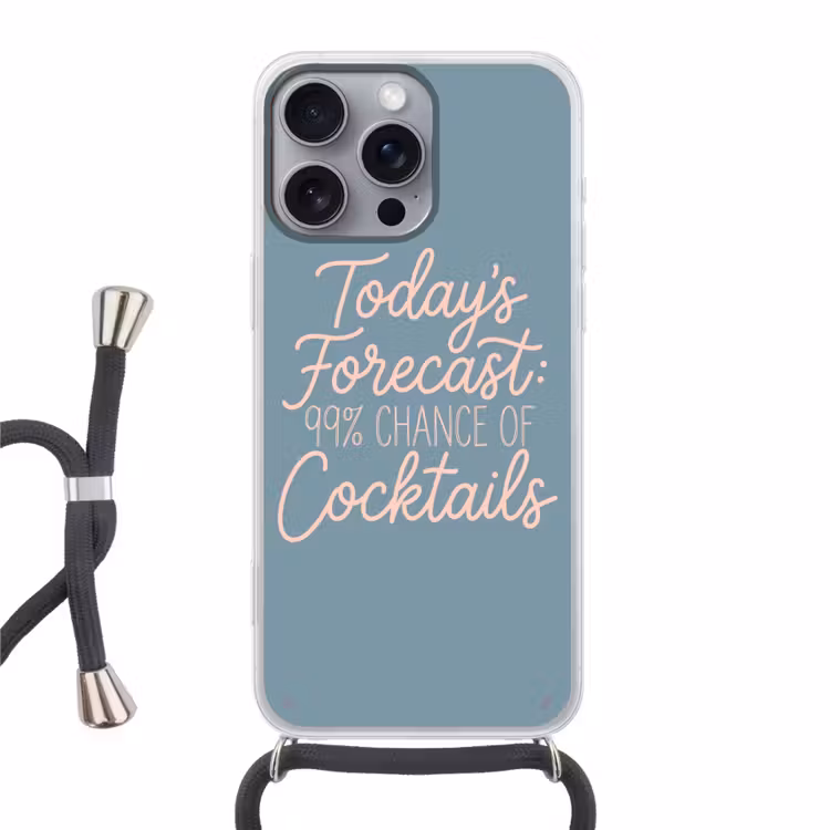 Today's Forecast - Cocktails - Blauw Hoesje iPhone 16 Pro Max met koord klein -3d