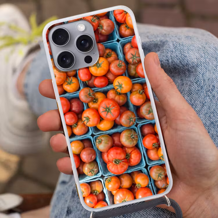 Phone case crossbody - Tomatoes - Food - Colorful - Tomaten - Eten - Kleurrijk Hoesje iPhone 16 Pro Max met koord klein