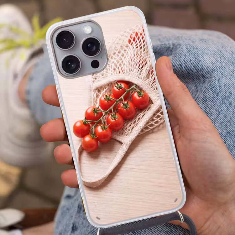Phone case crossbody - Tomatoes - Fresh - Food - Tomaten - Vers - Eten Hoesje iPhone 16 Pro Max met koord klein