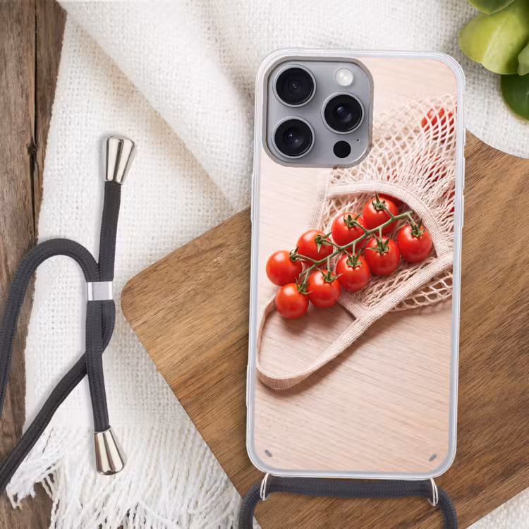 Phone case crossbody - Tomatoes - Fresh - Food - Tomaten - Vers - Eten Hoesje iPhone 16 Pro Max met koord klein