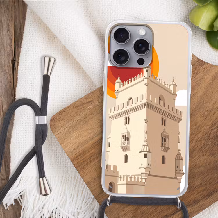 Toren - Rivier - Architectuur - Modern - Oranje Hoesje iPhone 16 Pro Max met koord klein -sfeer4