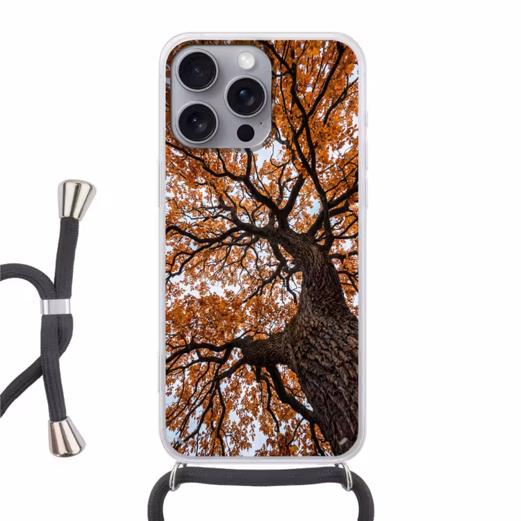 Boom - Bladerdak - Herfst - Oranje - Sfeervol Hoesje iPhone 16 Pro Max met koord klein -3d