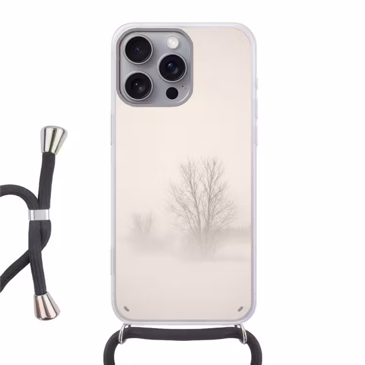 Boom - Mist - Sneeuw - Winter - Minimalistisch Hoesje iPhone 16 Pro Max met koord klein -3d
