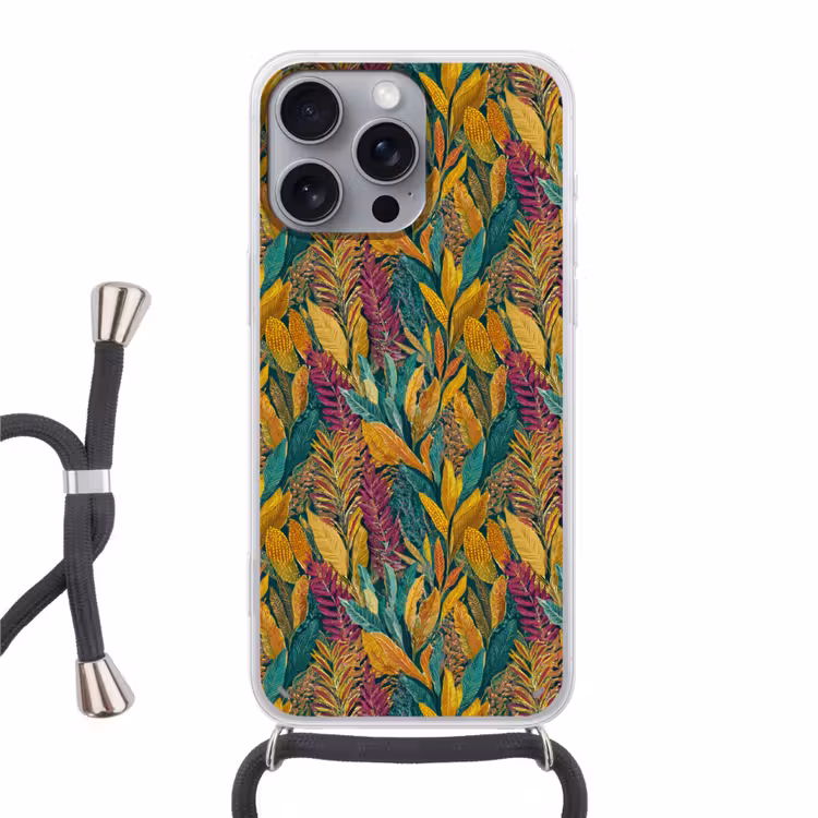 Tropische - Botanisch - Patroon - Kleurrijk - Exotisch Hoesje iPhone 16 Pro Max met koord klein 804 -3d