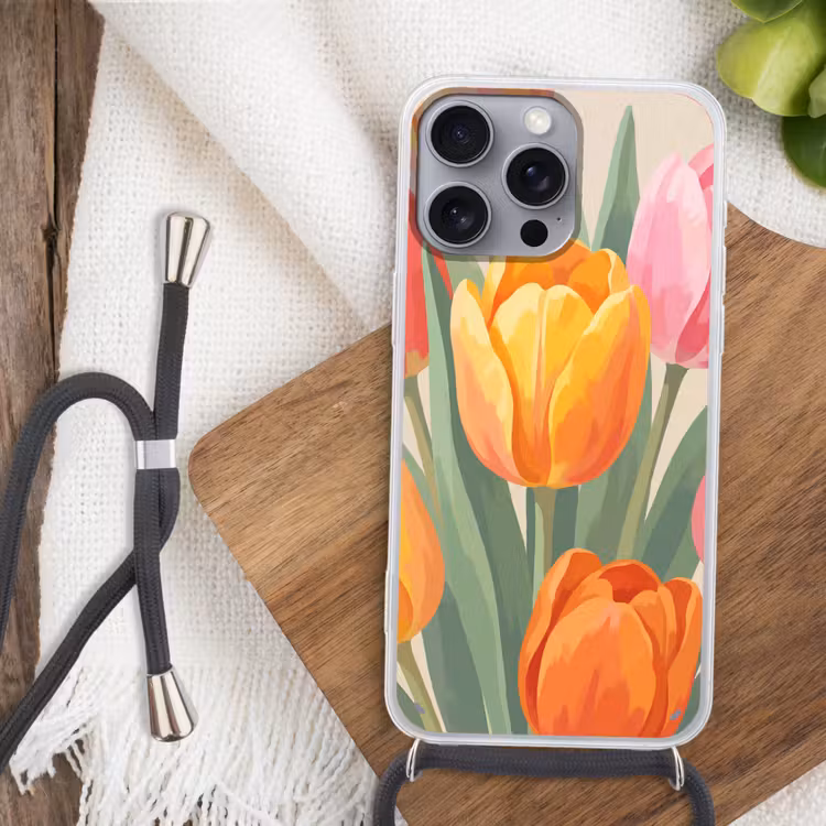 Tulpen - Abstract - Kleurrijk Hoesje iPhone 16 Pro Max met koord klein -sfeer4