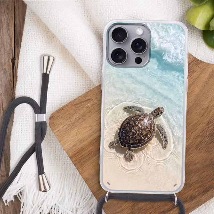 Schildpad - Helder water - Strand - Dieren - Natuur Hoesje iPhone 16 Pro Max met koord klein -sfeer4