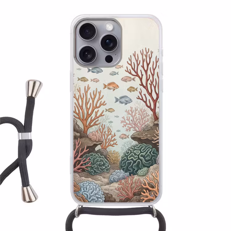 Onderwater - Koraal - Vis - Natuur Hoesje iPhone 16 Pro Max met koord klein -3d