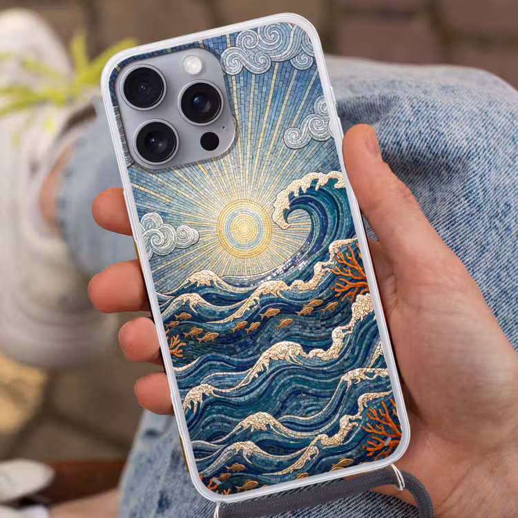 Onderwater - Koraal - Vis - Natuur - Kunst Hoesje iPhone 16 Pro Max met koord klein -sfeer3