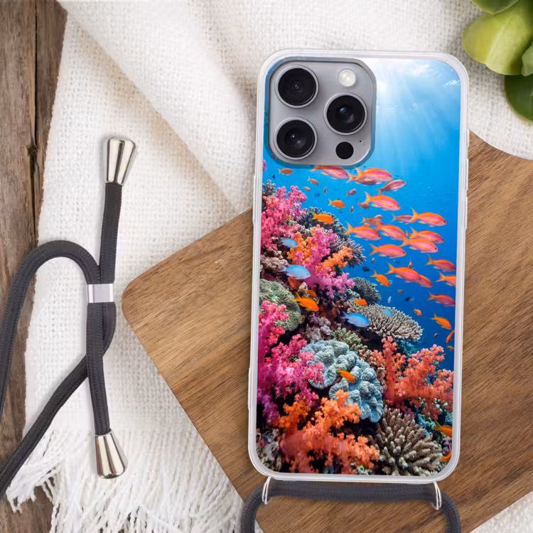 Onderwater - Koraalrif - Vissen - Oceaan - Natuur Hoesje iPhone 16 Pro Max met koord klein -sfeer4