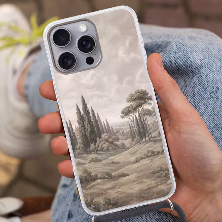 Vallei - Bos - Natuur - Groen Hoesje iPhone 16 Pro Max met koord klein -sfeer3