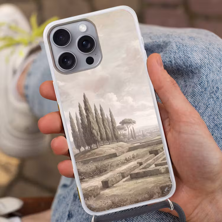 Vallei - Tuin - Natuur - Groen Hoesje iPhone 16 Pro Max met koord klein -sfeer3