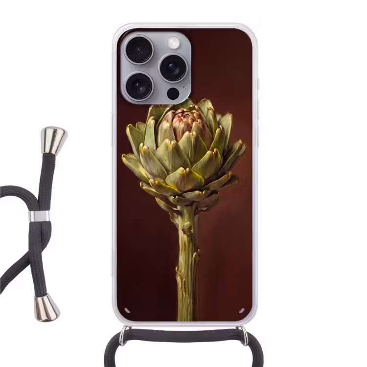 Phone case crossbody - Vegetable - Artichoke - Green - Groente - Artisjok - Groen Hoesje iPhone 16 Pro Max met koord klein