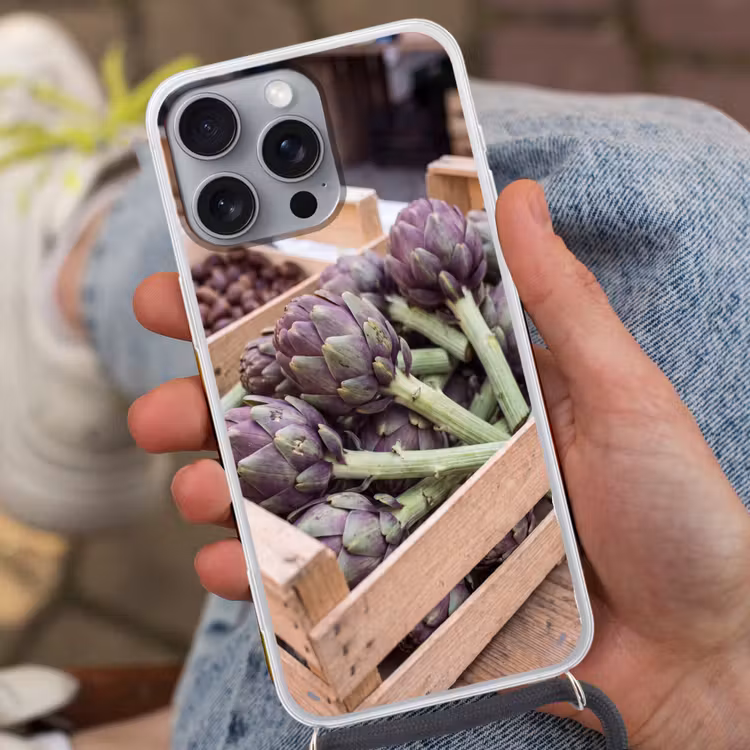 Phone case crossbody - Vegetables - Market - Fresh - Groenten - Markt - Vers Hoesje iPhone 16 Pro Max met koord klein