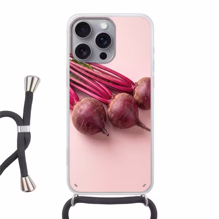 Phone case crossbody - Vegetables - Red - Fresh - Groente - Rood - Vers Hoesje iPhone 16 Pro Max met koord klein