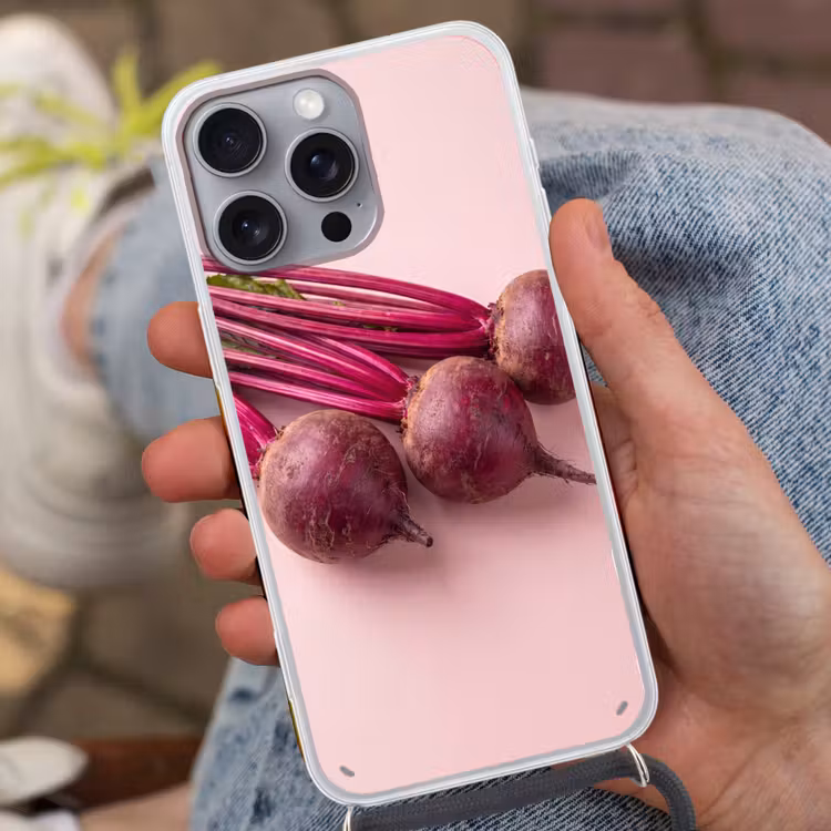 Phone case crossbody - Vegetables - Red - Fresh - Groente - Rood - Vers Hoesje iPhone 16 Pro Max met koord klein