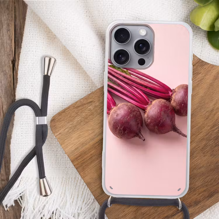 Phone case crossbody - Vegetables - Red - Fresh - Groente - Rood - Vers Hoesje iPhone 16 Pro Max met koord klein