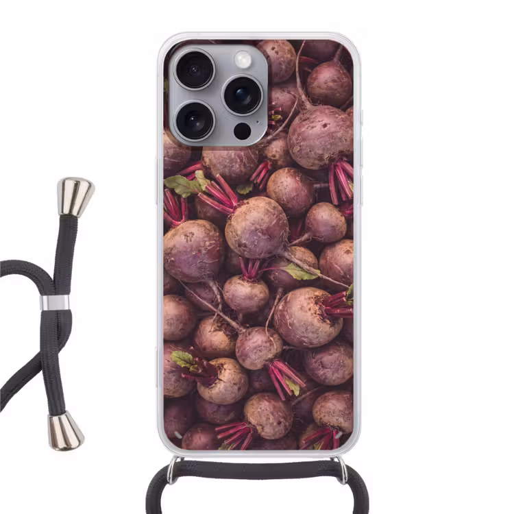 Phone case crossbody - Vegetables - Red - Natural - Groente - Rood - Natuur Hoesje iPhone 16 Pro Max met koord klein