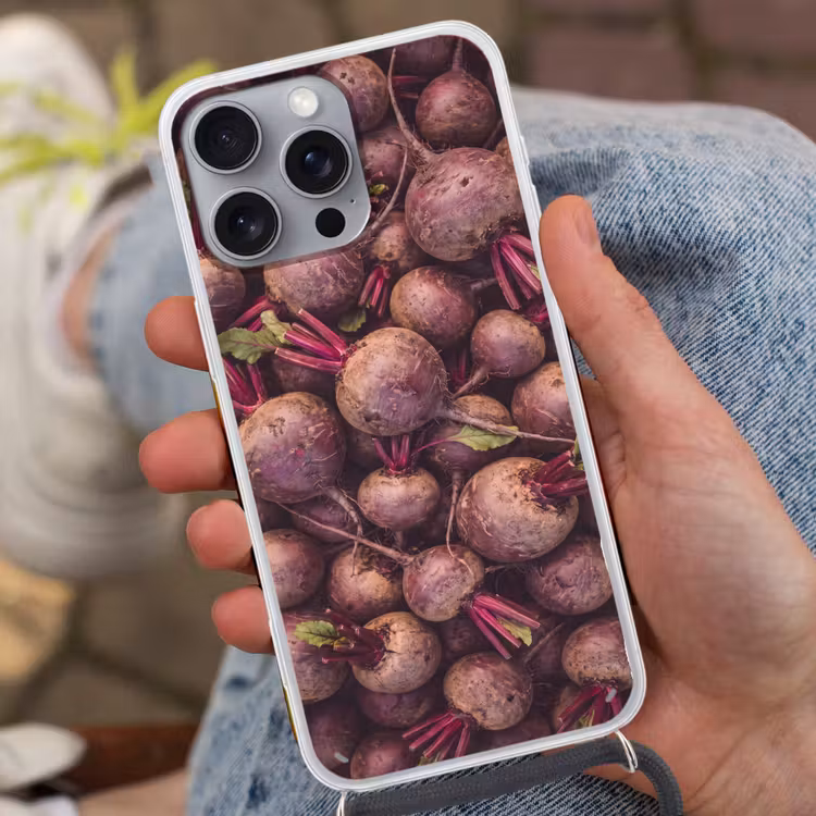 Phone case crossbody - Vegetables - Red - Natural - Groente - Rood - Natuur Hoesje iPhone 16 Pro Max met koord klein