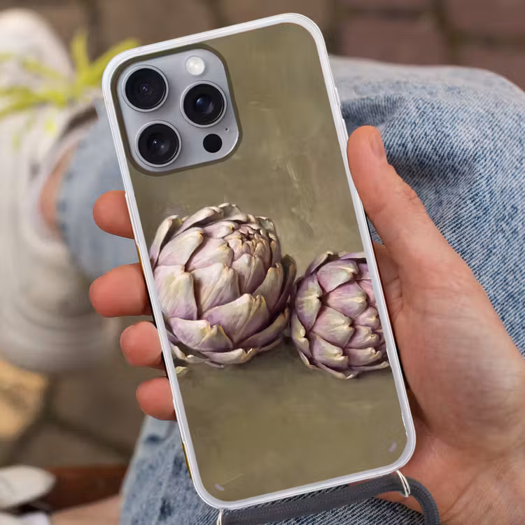 Phone case crossbody - Vegetables - Still Life - Painting - Groente - Stilleven - Schilderij Hoesje iPhone 16 Pro Max met koord klein